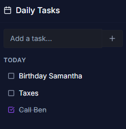 Knight Note daily tasks panel