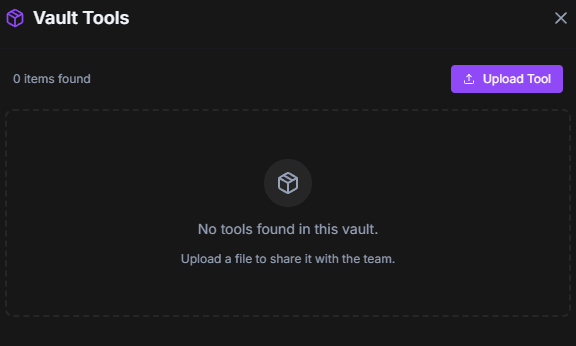 Knight Note vault tools upload screen
